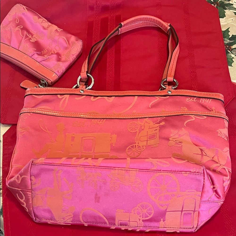 Pink Patterned Tote Bag - Women's Shoulder Bag coach